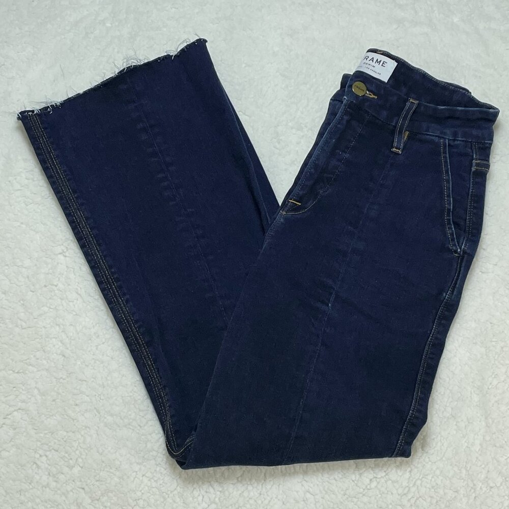 Frame Jeans Womens Size 25 Blue Le Hankle Flair Foxdale Dark Wash Slash Pockets